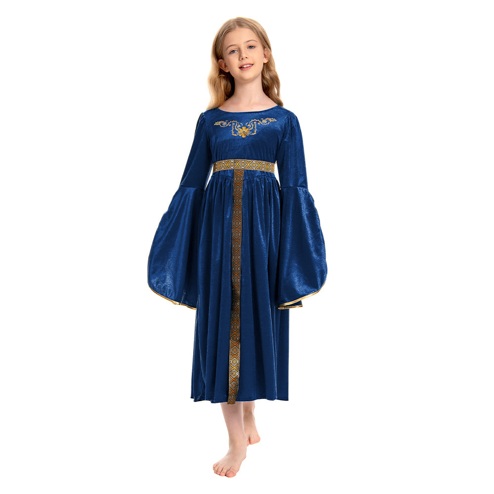 Kinder Mädchen blau Retro Mittelalterliches Palast Prinzessin Kleid Cosplay Kostüm Outfits Halloween Karneval Anzug