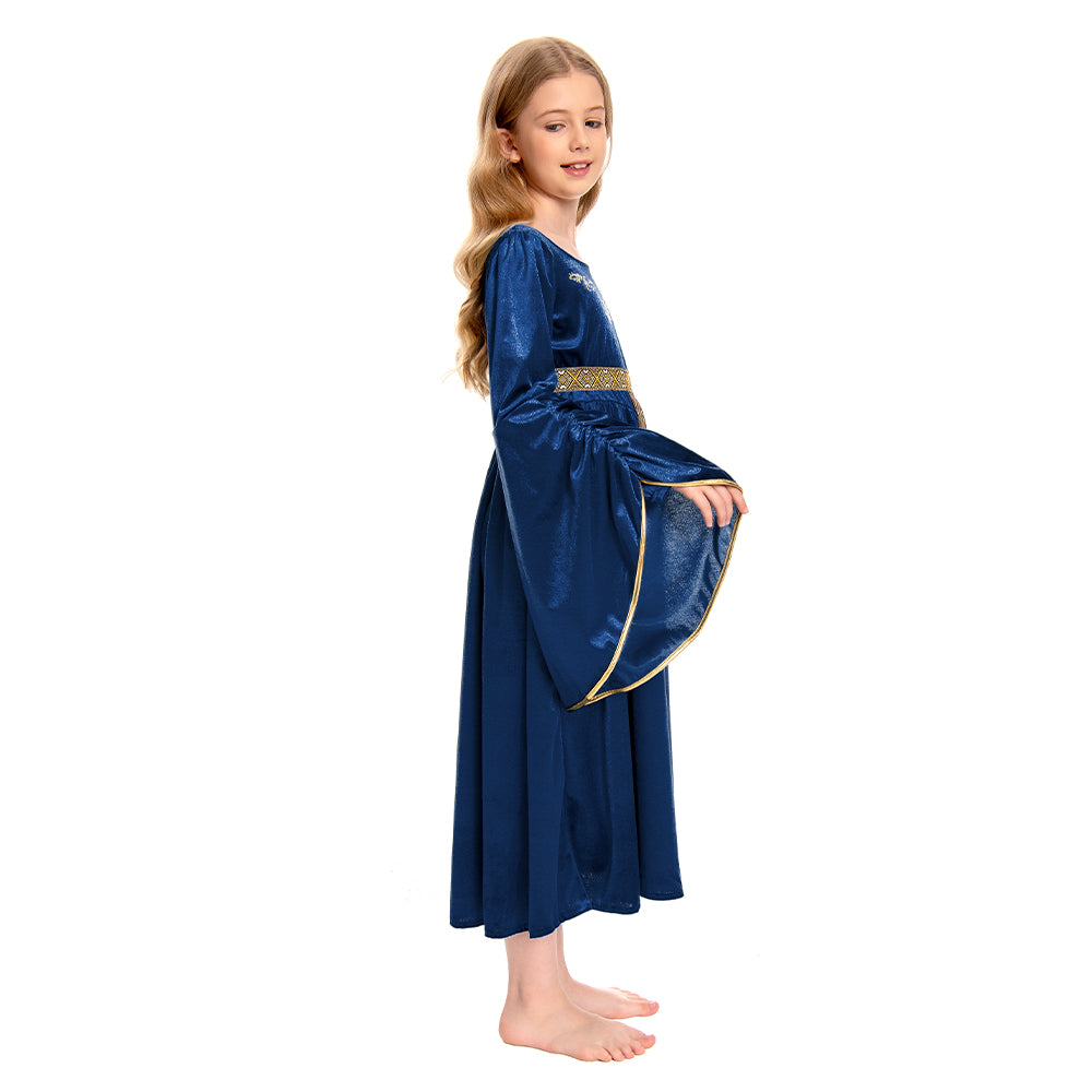 Kinder Mädchen blau Retro Mittelalterliches Palast Prinzessin Kleid Cosplay Kostüm Outfits Halloween Karneval Anzug