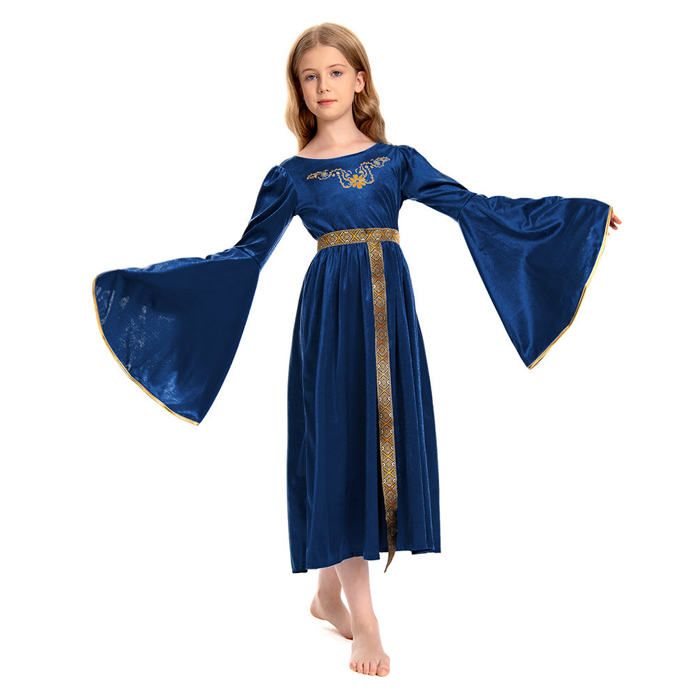 Kinder Mädchen blau Retro Mittelalterliches Palast Prinzessin Kleid Cosplay Kostüm Outfits Halloween Karneval Anzug
