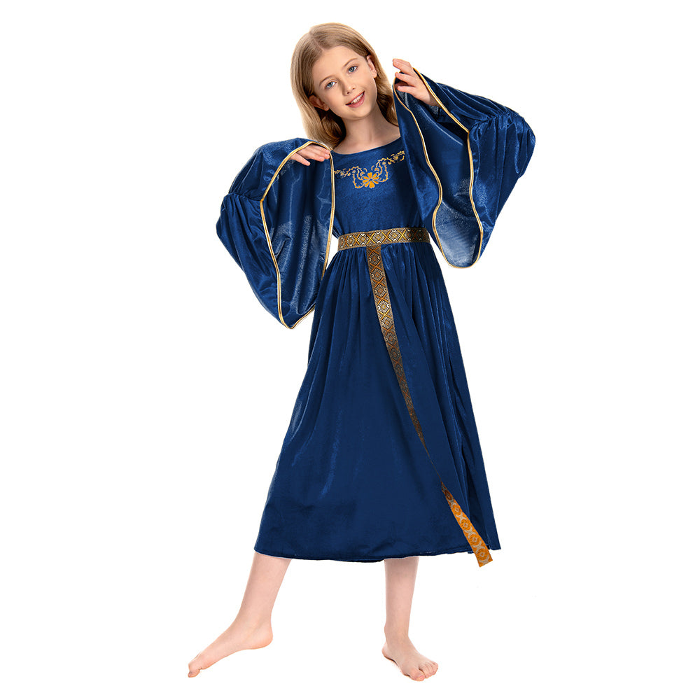 Kinder Mädchen blau Retro Mittelalterliches Palast Prinzessin Kleid Cosplay Kostüm Outfits Halloween Karneval Anzug