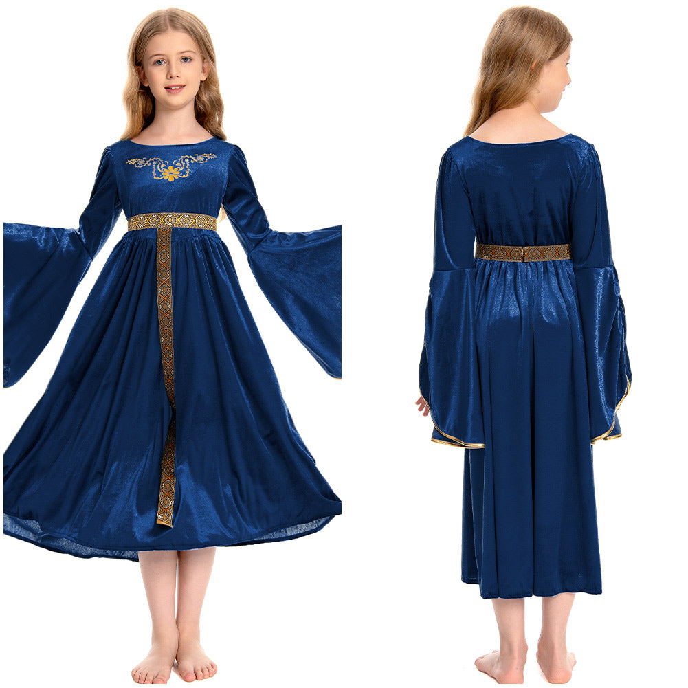 Kinder Mädchen blau Retro Mittelalterliches Palast Prinzessin Kleid Cosplay Kostüm Outfits Halloween Karneval Anzug