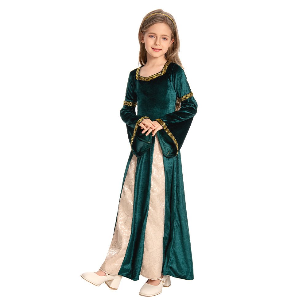 Kinder Mittelalterliche Kleid Gotik Maskerade Kleid für Karneval Mottoparty