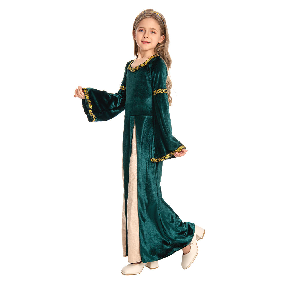 Kinder Mittelalterliche Kleid Gotik Maskerade Kleid für Karneval Mottoparty