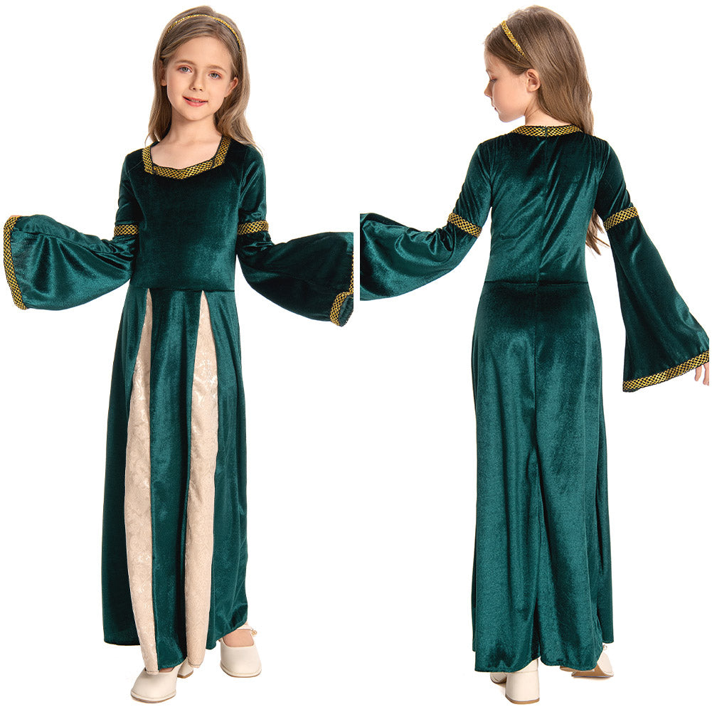 Kinder Mittelalterliche Kleid Gotik Maskerade Kleid für Karneval Mottoparty