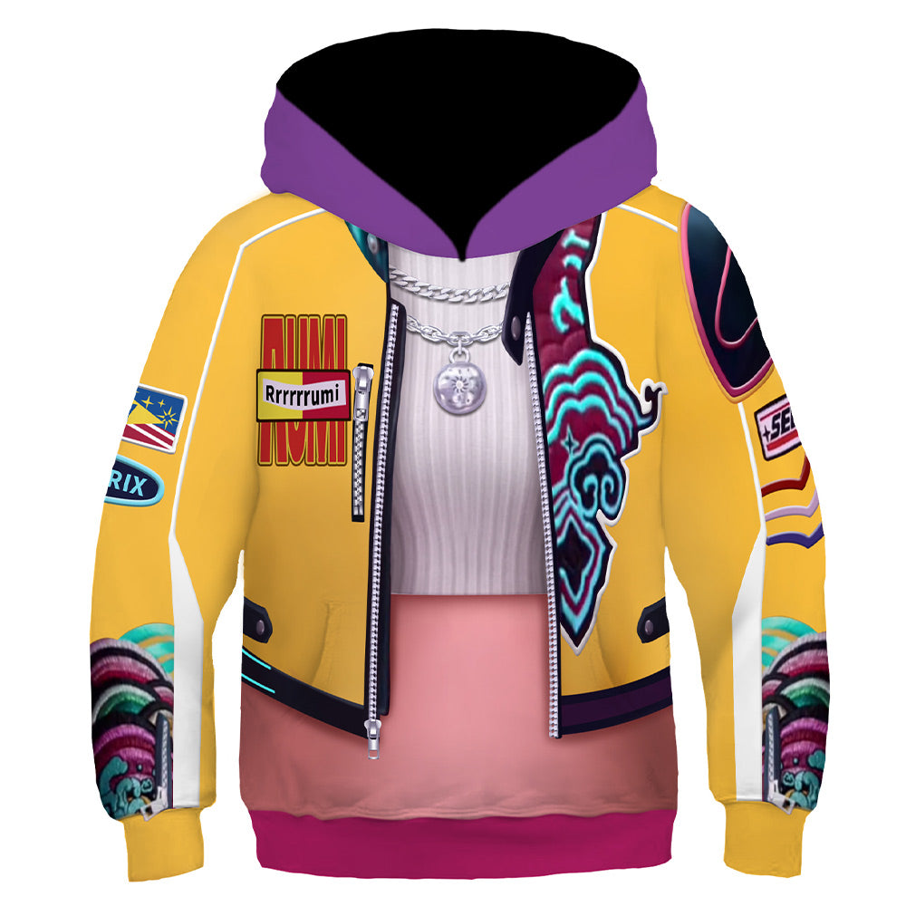 Huntrix Kinder Kpop Demon Hunters 3D Druck Hoodie Sweatshirt Rumi cosplay Hoodie