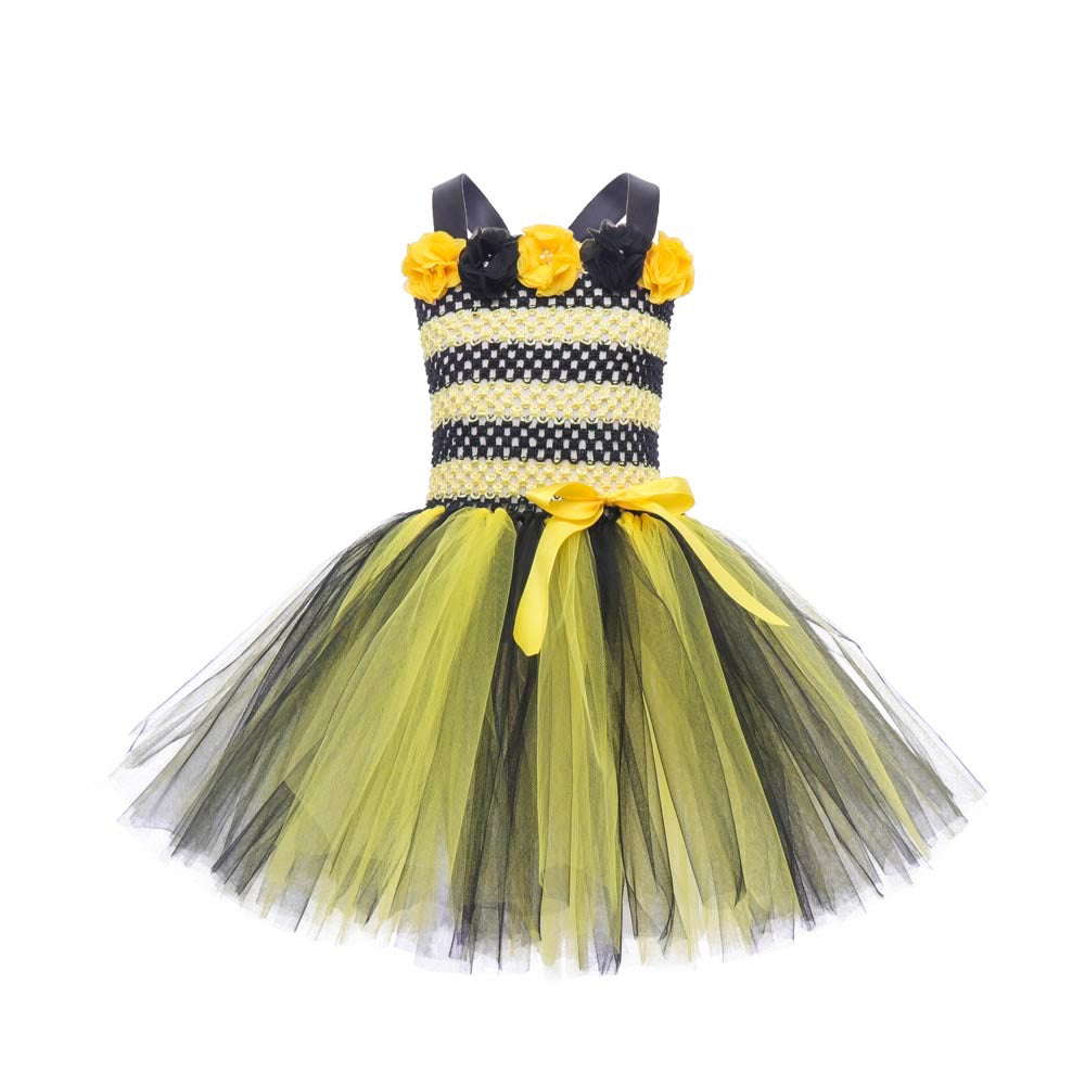 Kinder Mädchen TUTU Kleid Bienenflügel Set Mesh Rock Cosplay Kostüm Outfits Halloween Karneval Anzug