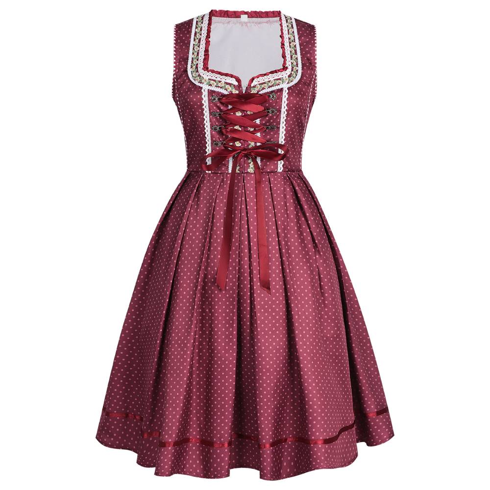 Damen blau rot Oktoberfest Kleid Cosplay Kostüm Outfits Halloween Faschingskostüm Münchner Bierfest