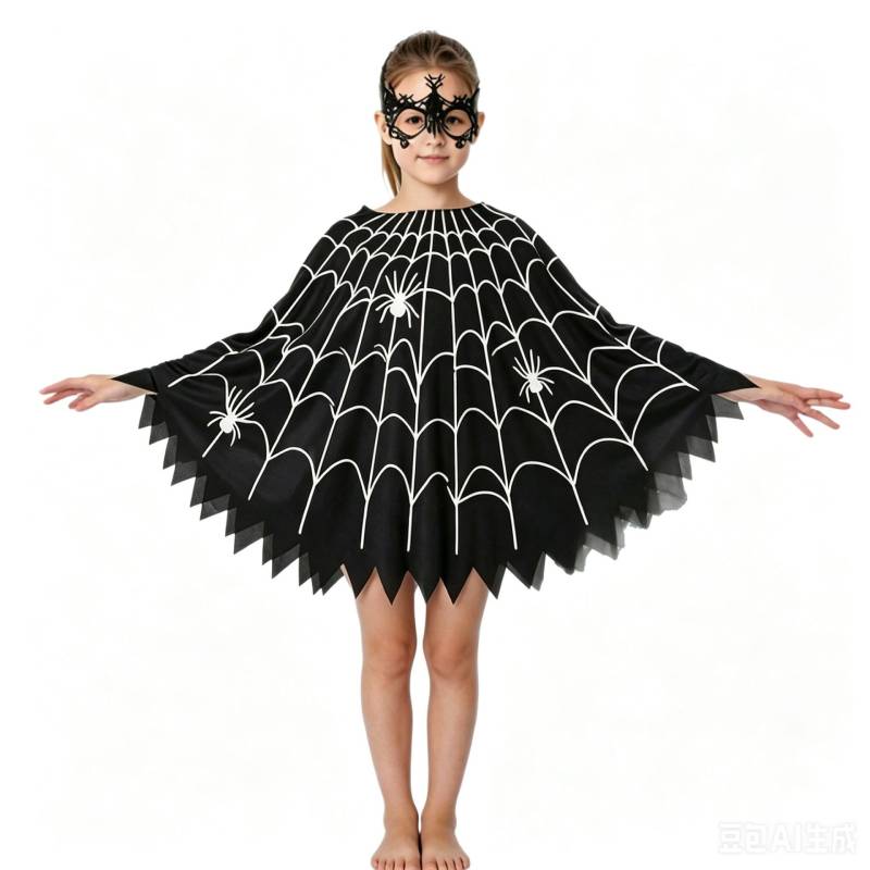 Halloween Spinne Kostüm Cape - Spinnen Umhang für Cosplay & Maskerade, Leicht Anziehbares Spinne Kostüm Teil für Erwachsene und Kinder