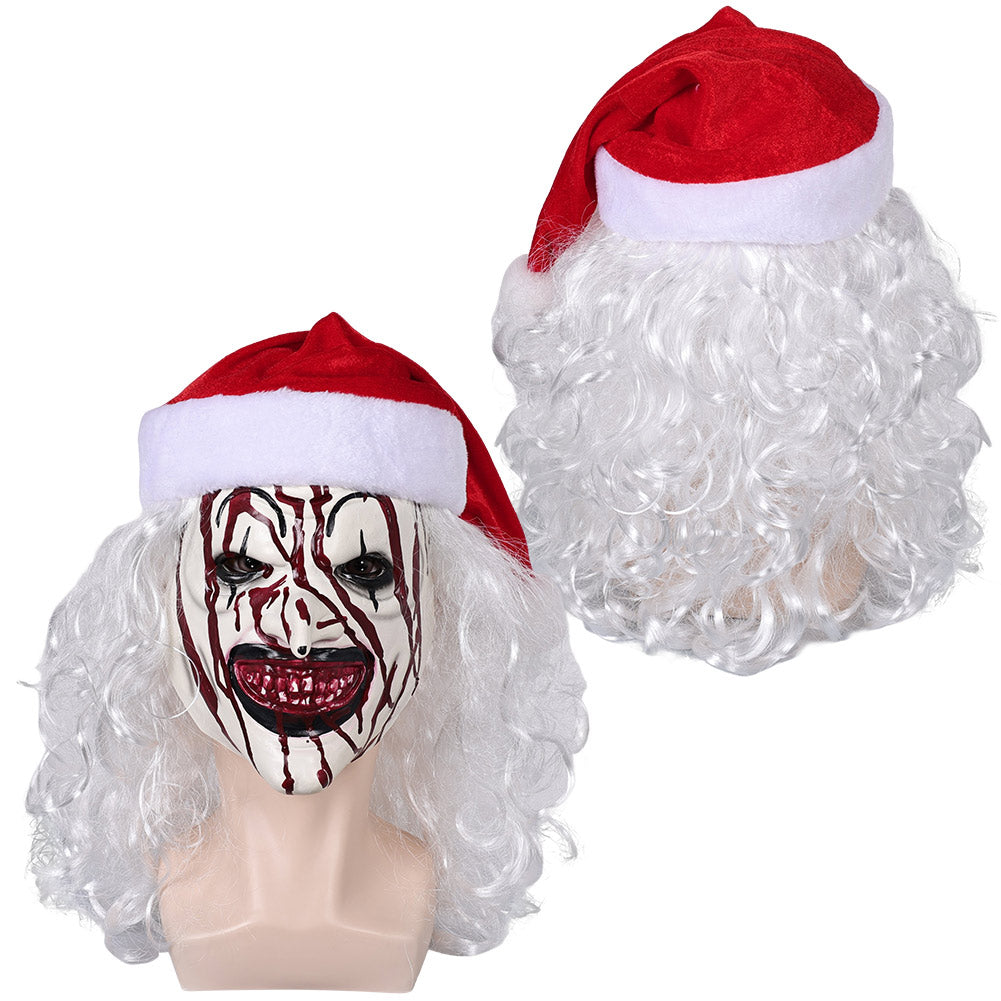 Terrifier 3 Art the clown Halloween Karneval Kostüm Zubehör Christbaumbrille Latex Maske Gläser für den Weihnachtsbaum