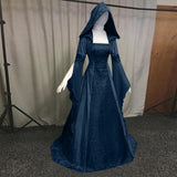 Damen Mittelalter Kleid Langarm Gothic Viktorianischen Königin Kostüm Renaissance Kleid