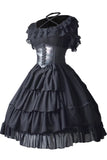 Europäisches und amerikanisches Damen Mid-Century vintage gothic Kuchen Kleid Kummerbund Spitze clashing Kleid
