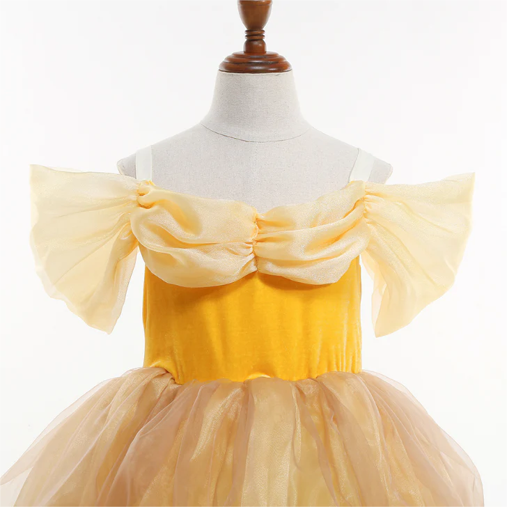 Kinder Mädchen Prinzessin gelb Kleid für Karneval Kostüm Geburtstagsgeschenk