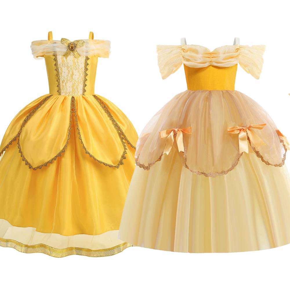 Kinder Mädchen Prinzessin gelb Kleid für Karneval Kostüm Geburtstagsgeschenk
