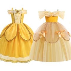 Kinder Mädchen Prinzessin gelb Kleid für Karneval Kostüm Geburtstagsgeschenk