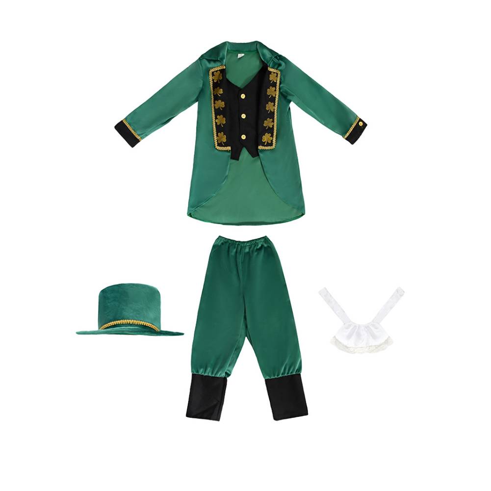 Kinder St. Patrick Cosplay Kostüm Kleeblatt Hut Rock Zubehör Party Halloween Karneval Anzug