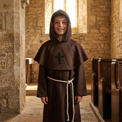 Kinder Braune mittelalterliche Renaissance-Mönchsrobe Priestergewand