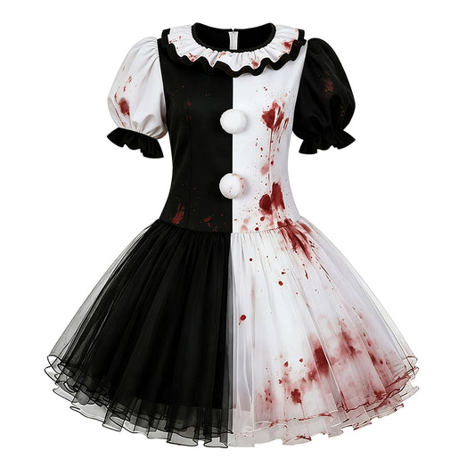 Damen Clown Kleid Terrifier-Cosplay-Kostüm für Halloween, Karneval und Partys