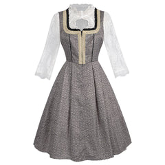 Aufwendig verarbeitetes Damen Dirndl-Kostüm mit Spitzenmieder - Bayerisches Trachtenkleid für Oktoberfest, Fasching & Halloween