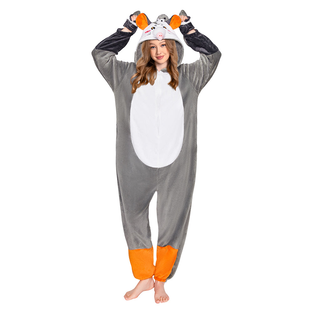 Baby/Kinder/Erwachsene Unisex Opossum kostüm Tier kostüm grau Schlafanzug einteiliger Pyjama