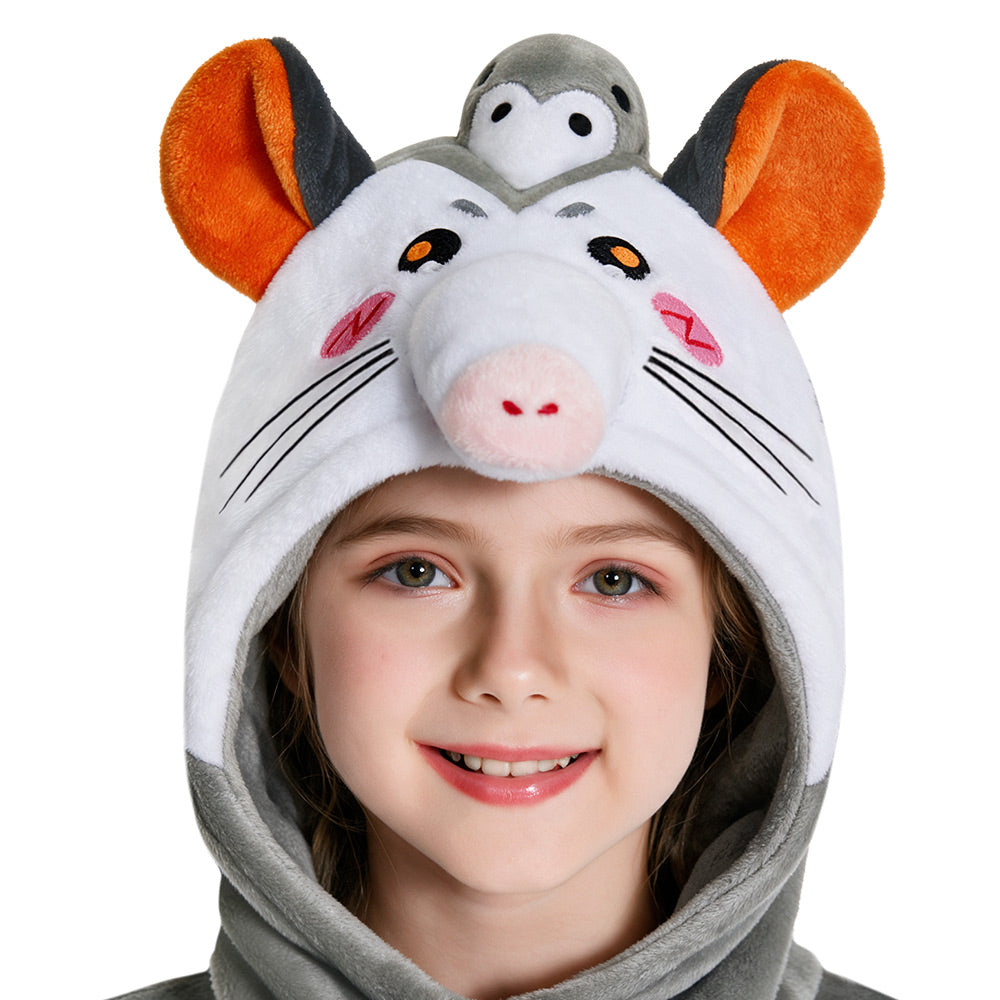 Baby/Kinder/Erwachsene Unisex Opossum kostüm Tier kostüm grau Schlafanzug einteiliger Pyjama