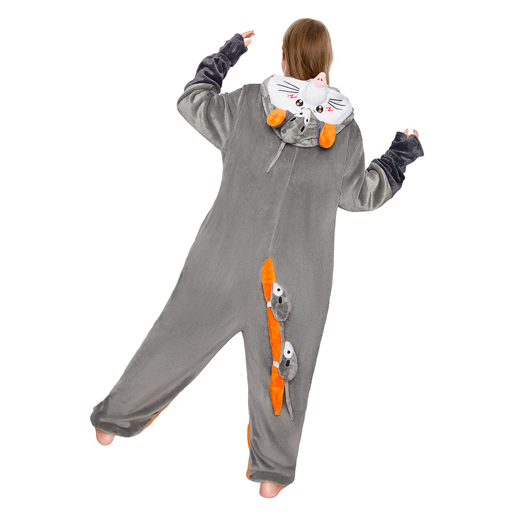 Baby/Kinder/Erwachsene Unisex Opossum kostüm Tier kostüm grau Schlafanzug einteiliger Pyjama