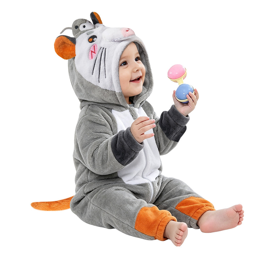 Baby/Kinder/Erwachsene Unisex Opossum kostüm Tier kostüm grau Schlafanzug einteiliger Pyjama