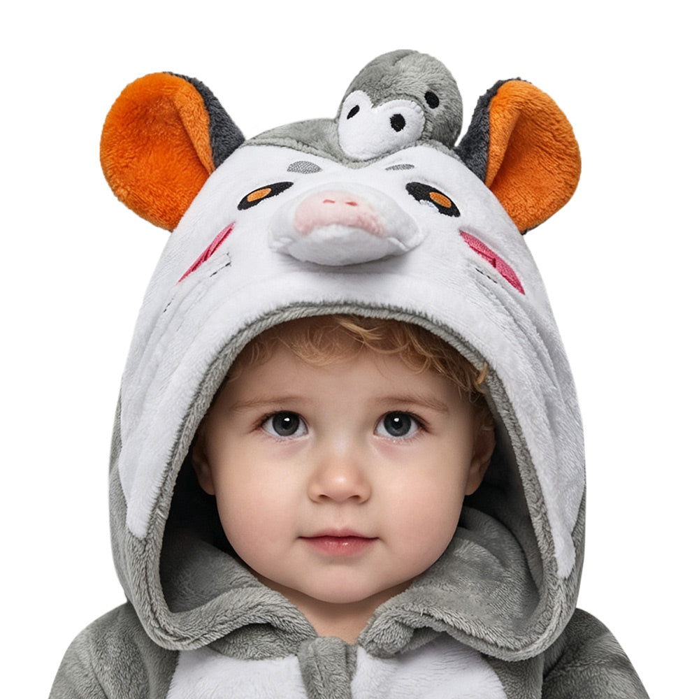 Baby/Kinder/Erwachsene Unisex Opossum kostüm Tier kostüm grau Schlafanzug einteiliger Pyjama