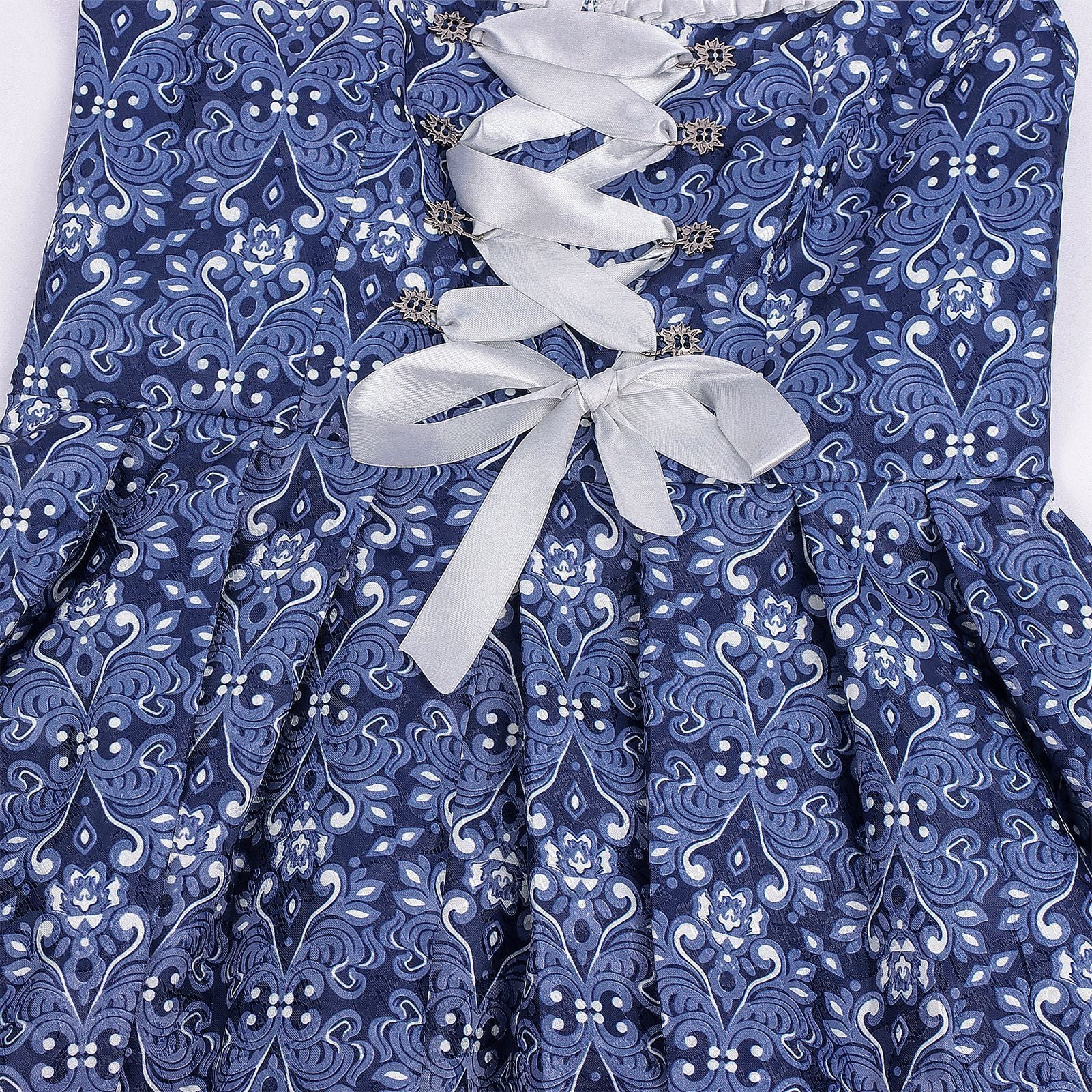 Damen Oktoberfest Dirndl-Kostüm mit Blumenmuster - Bayerisches Trachtenkleid im Mägde-Look für Fasching & Cosplay