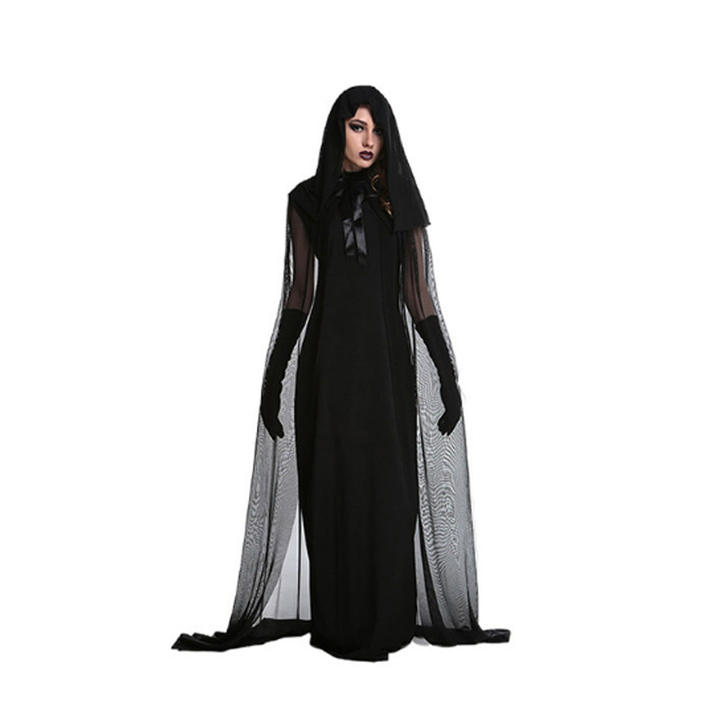 Damen Hexe Geist lang Robe Halloween Kanreval Kostüm