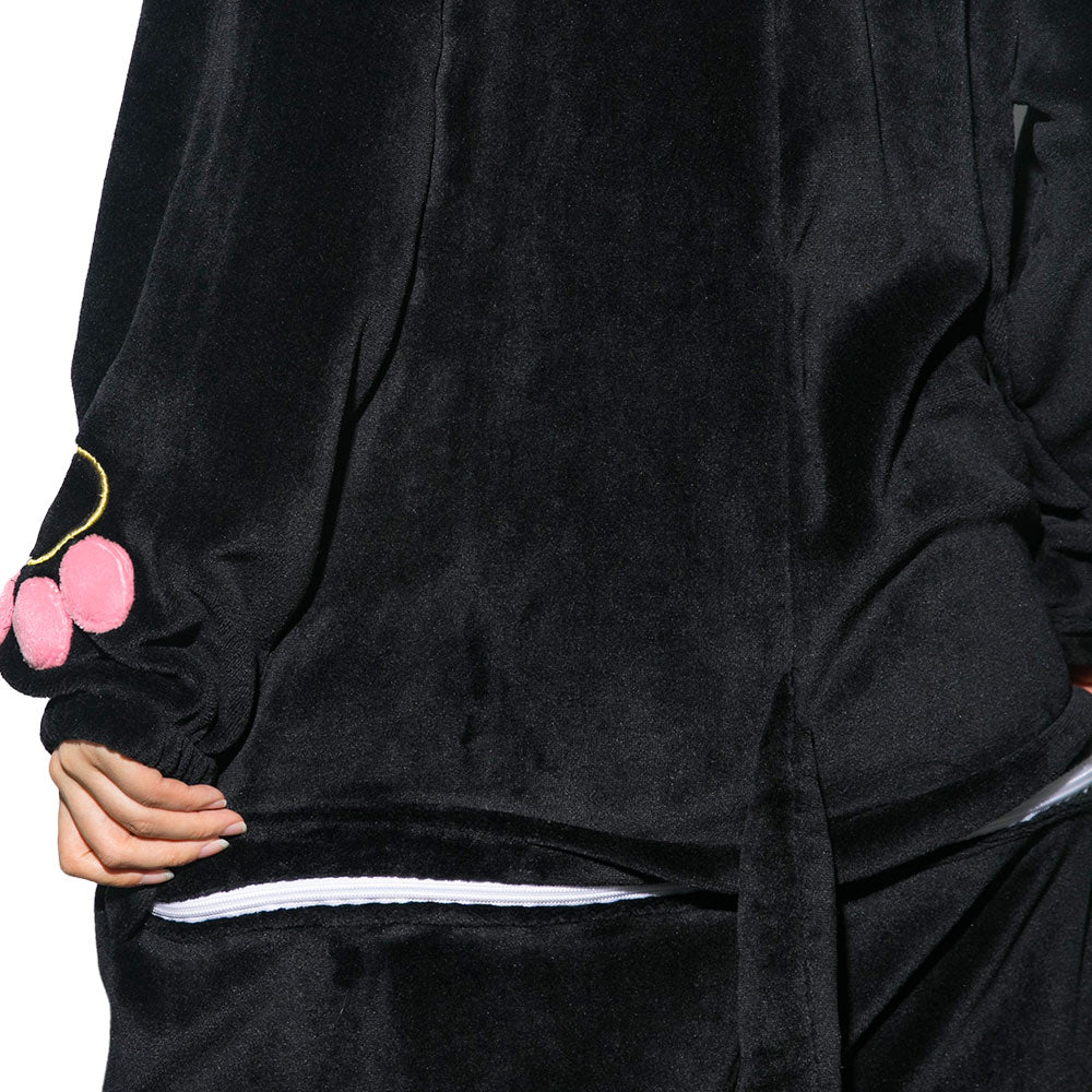 Erwachsene Damen schwarze katze Tierkostüm Schlafanzug einteiliger Pyjama