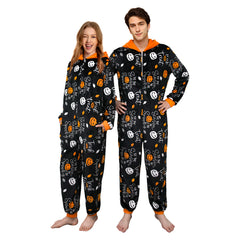 Erwachsene Kürbis Druck Pyjam einteiliger Pyjama für Halloween Pyjama Partys