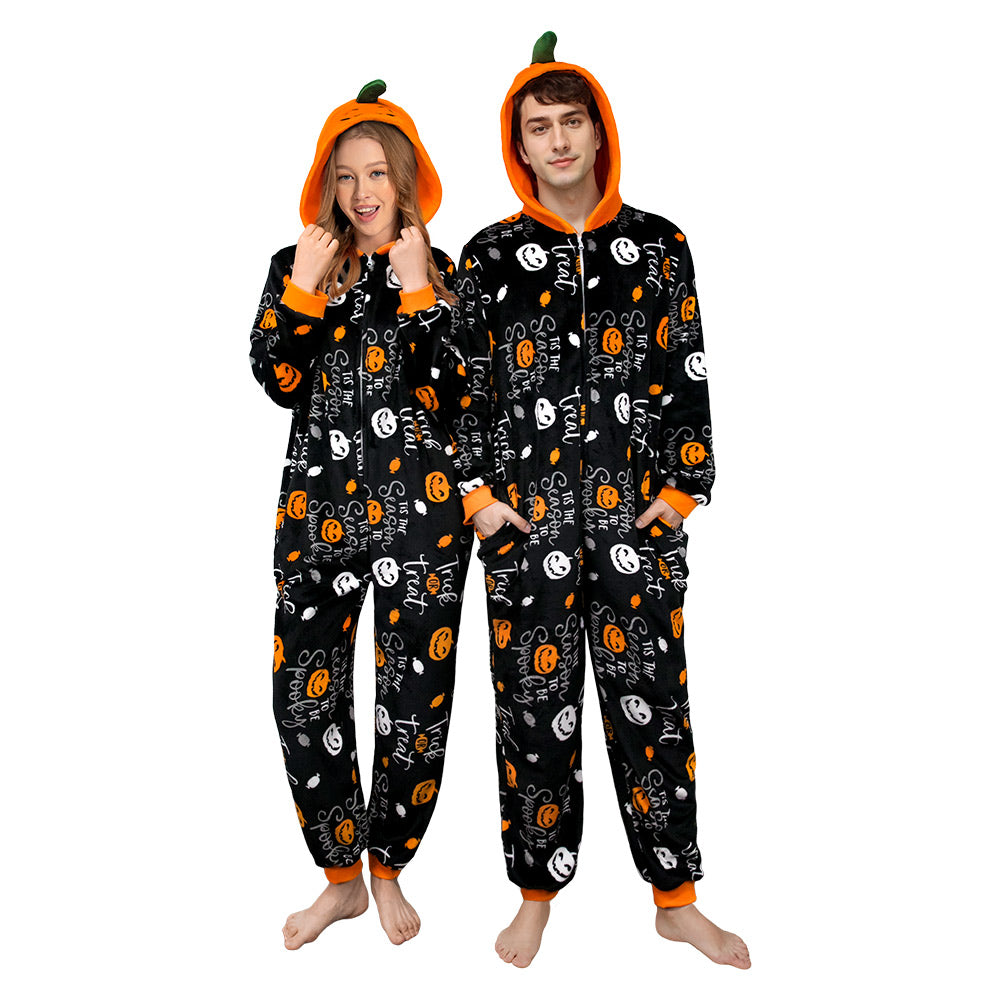 Erwachsene Kürbis Druck Pyjam einteiliger Pyjama für Halloween Pyjama Partys