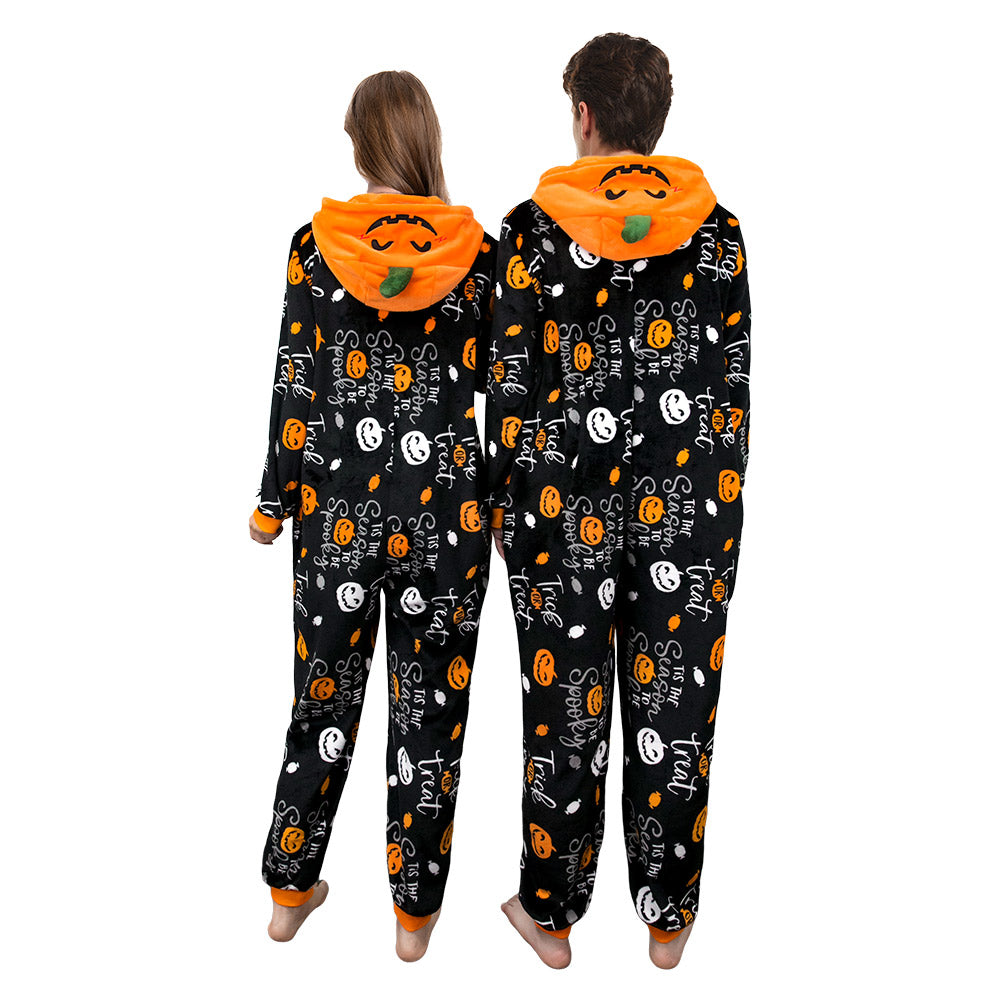 Erwachsene Kürbis Druck Pyjam einteiliger Pyjama für Halloween Pyjama Partys
