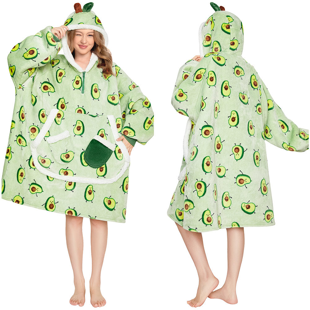 Erwachsene Unisex Avocado tragbar Decke mit Kapuze Homewear