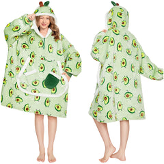 Erwachsene Unisex Avocado tragbar Decke mit Kapuze Homewear
