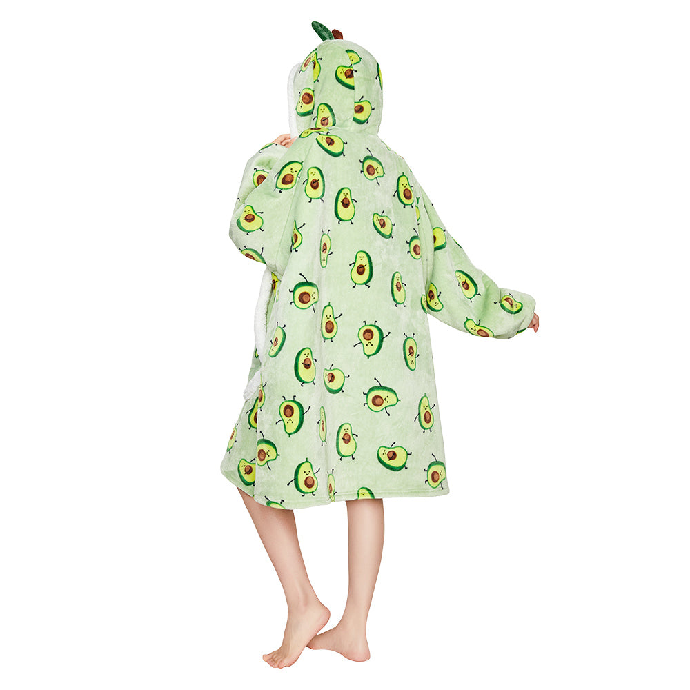 Erwachsene Unisex Avocado tragbar Decke mit Kapuze Homewear