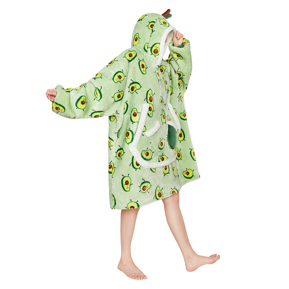 Erwachsene Unisex Avocado tragbar Decke mit Kapuze Homewear