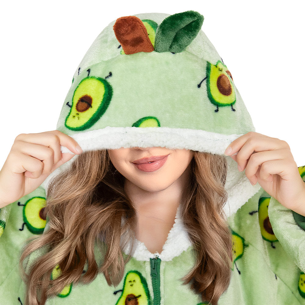 Erwachsene Unisex Avocado tragbar Decke mit Kapuze Homewear