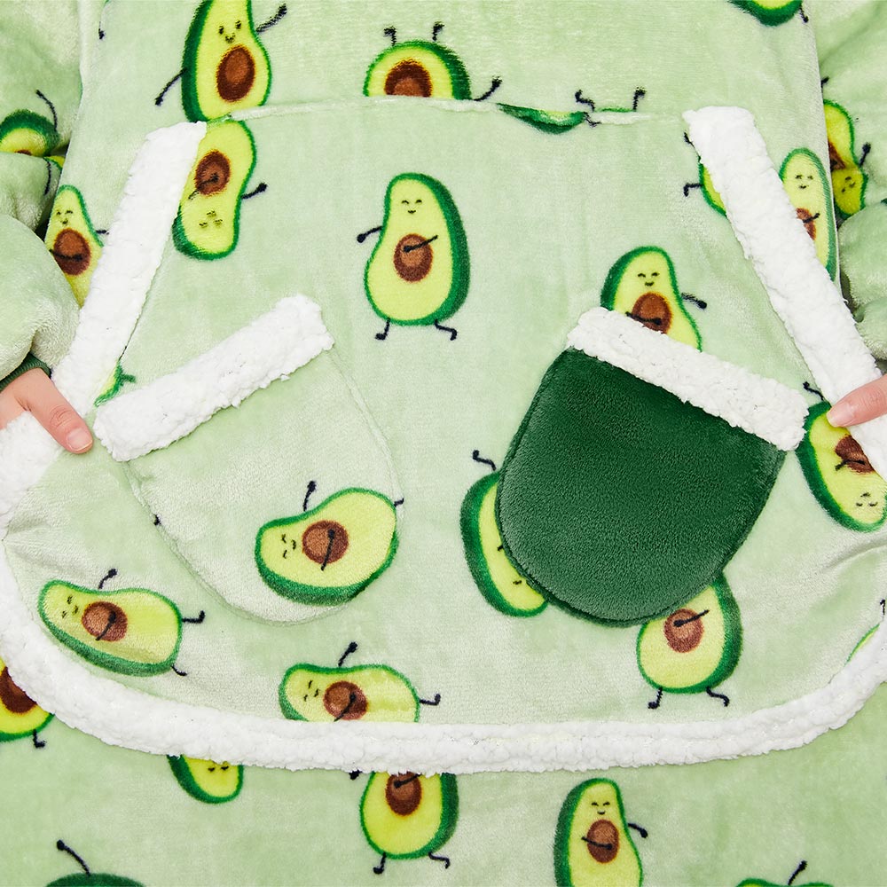 Erwachsene Unisex Avocado tragbar Decke mit Kapuze Homewear