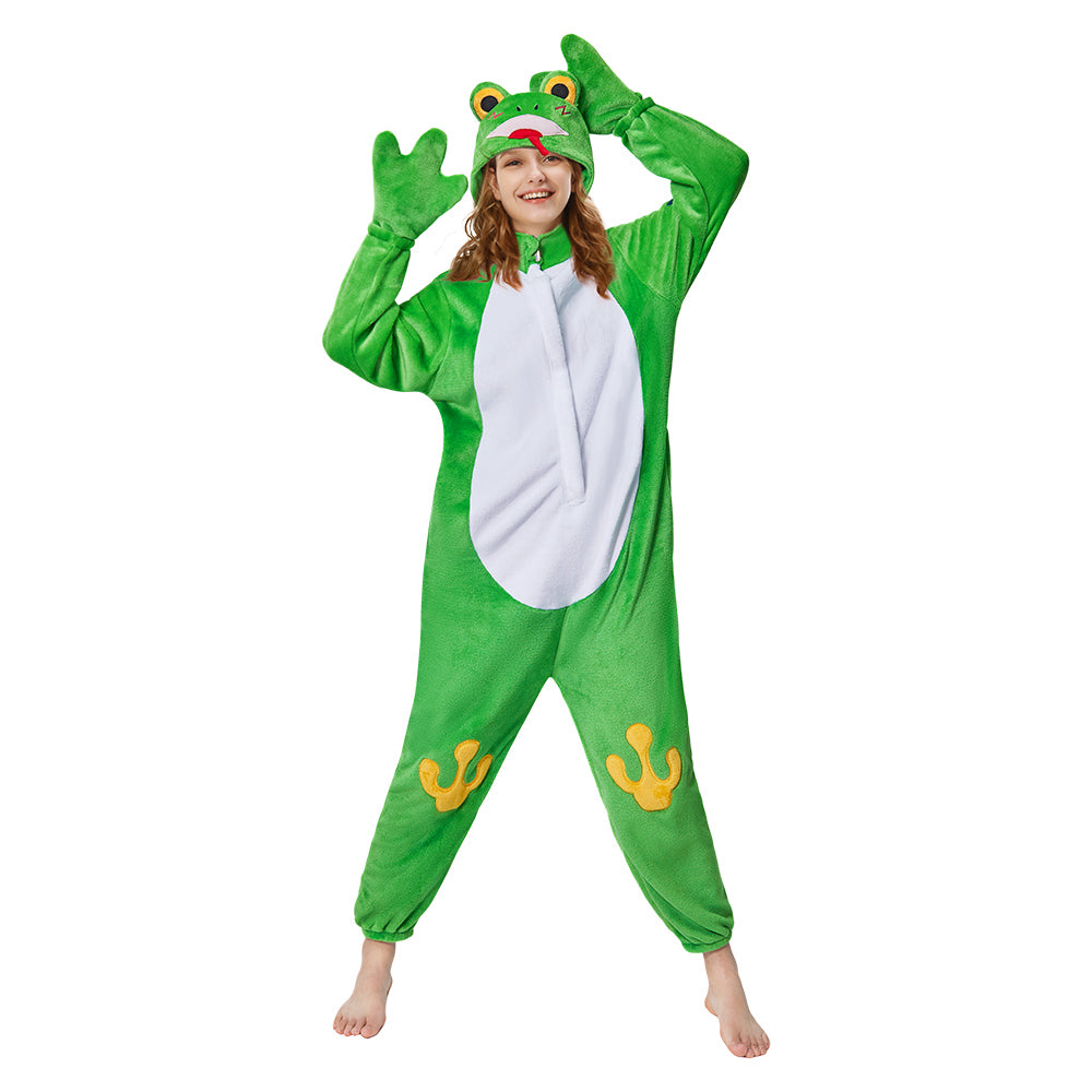 Erwachsene Unisex Frosch Tier kostüm grün Schlafanzug einteiliger Pyjama