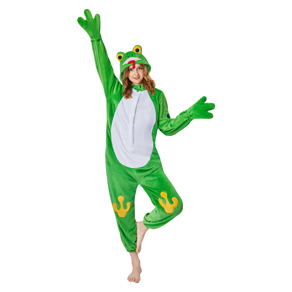 Erwachsene Unisex Frosch Tier kostüm grün Schlafanzug einteiliger Pyjama