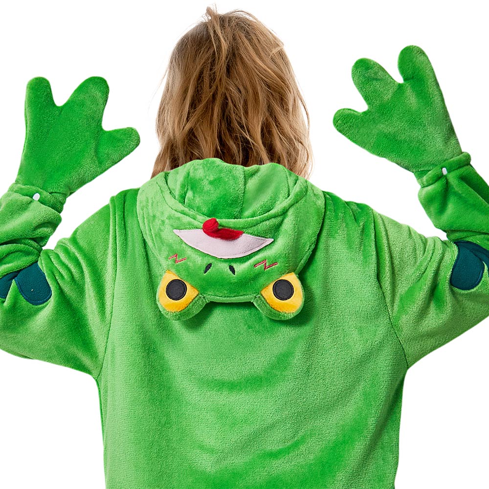 Erwachsene Unisex Frosch Tier kostüm grün Schlafanzug einteiliger Pyjama