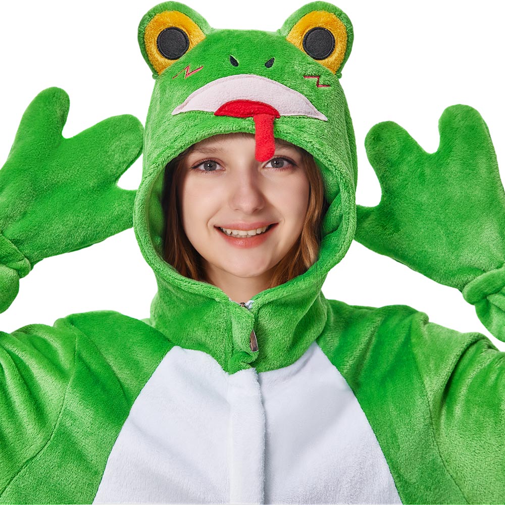 Erwachsene Unisex Frosch Tier kostüm grün Schlafanzug einteiliger Pyjama