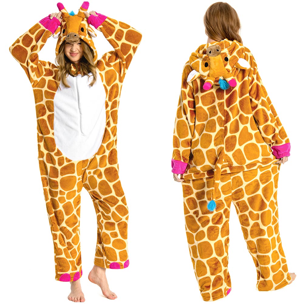 Erwachsene Unisex Giraffe Tierkostüm Schlafanzug einteiliger Pyjama