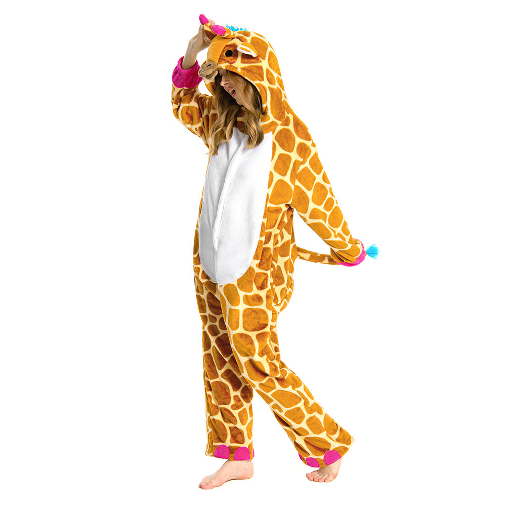 Erwachsene Unisex Giraffe Tierkostüm Schlafanzug einteiliger Pyjama