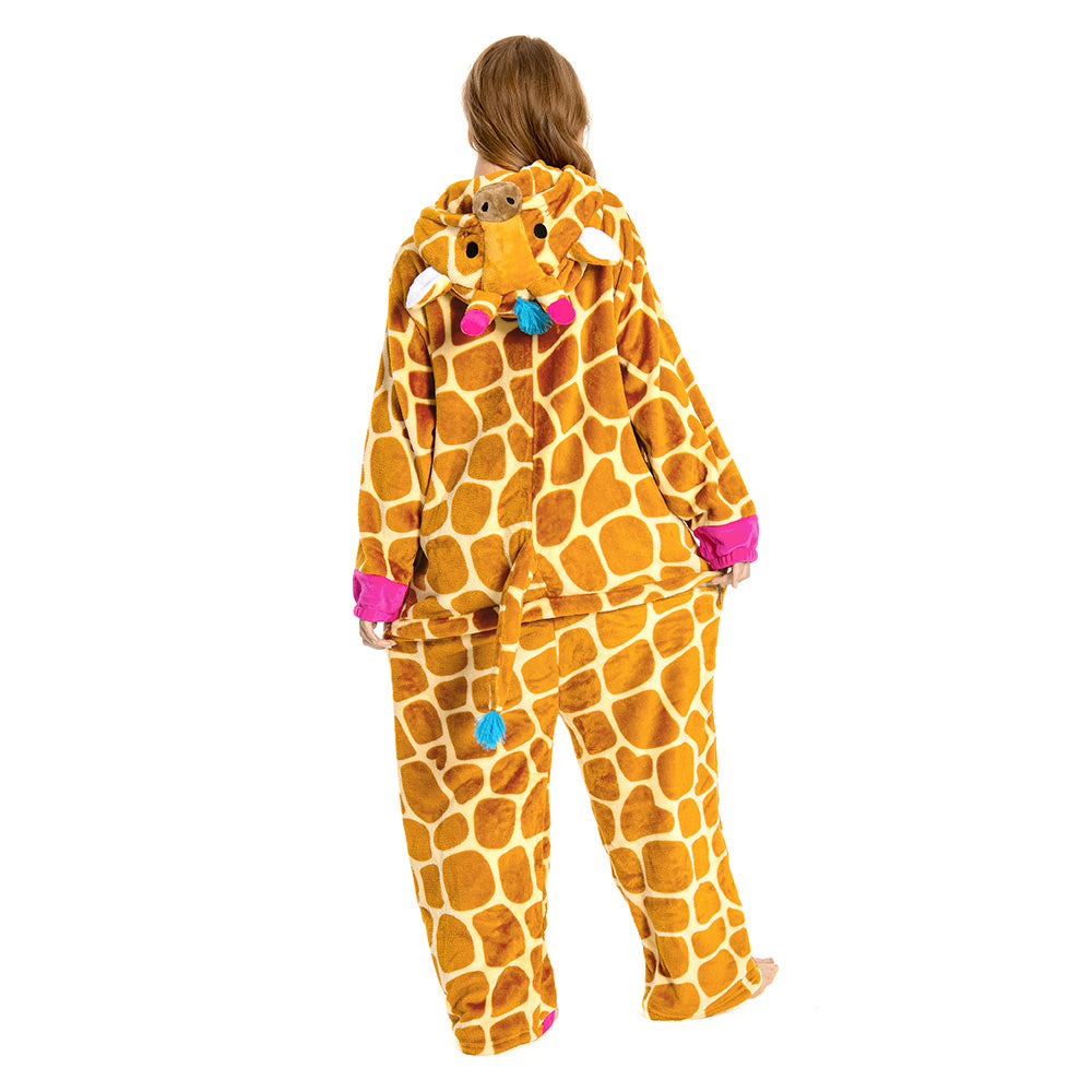 Erwachsene Unisex Giraffe Tierkostüm Schlafanzug einteiliger Pyjama