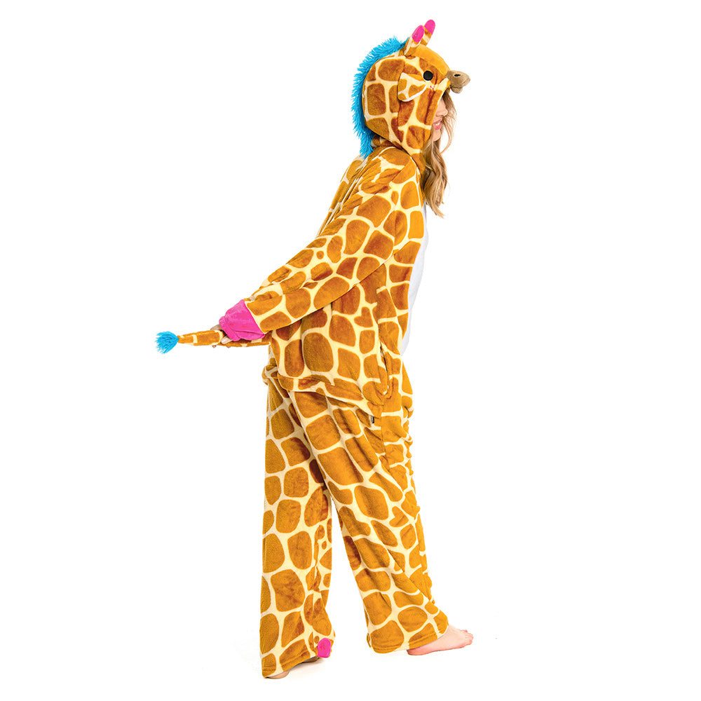 Erwachsene Unisex Giraffe Tierkostüm Schlafanzug einteiliger Pyjama