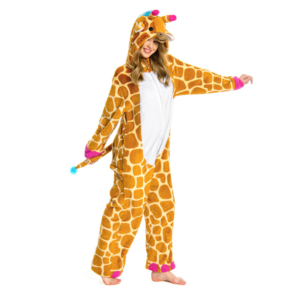 Erwachsene Unisex Giraffe Tierkostüm Schlafanzug einteiliger Pyjama