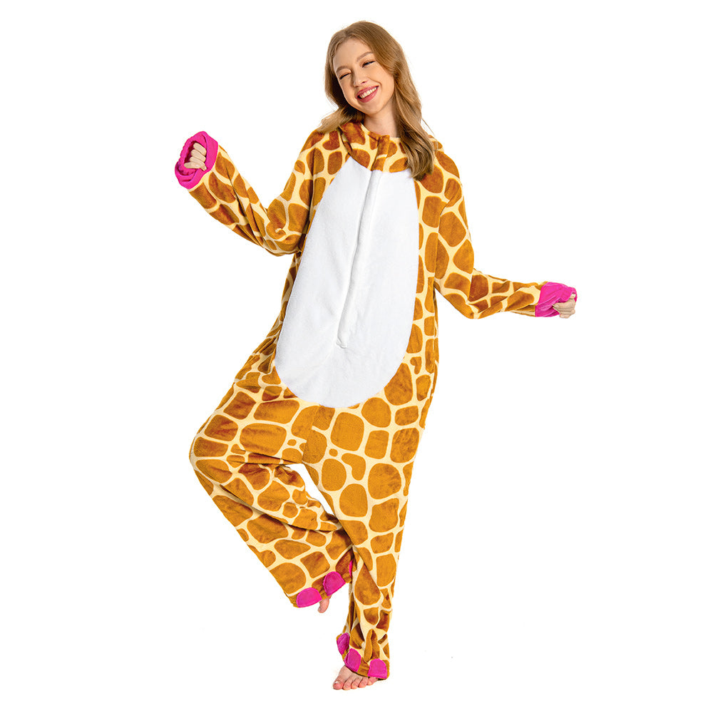 Erwachsene Unisex Giraffe Tierkostüm Schlafanzug einteiliger Pyjama