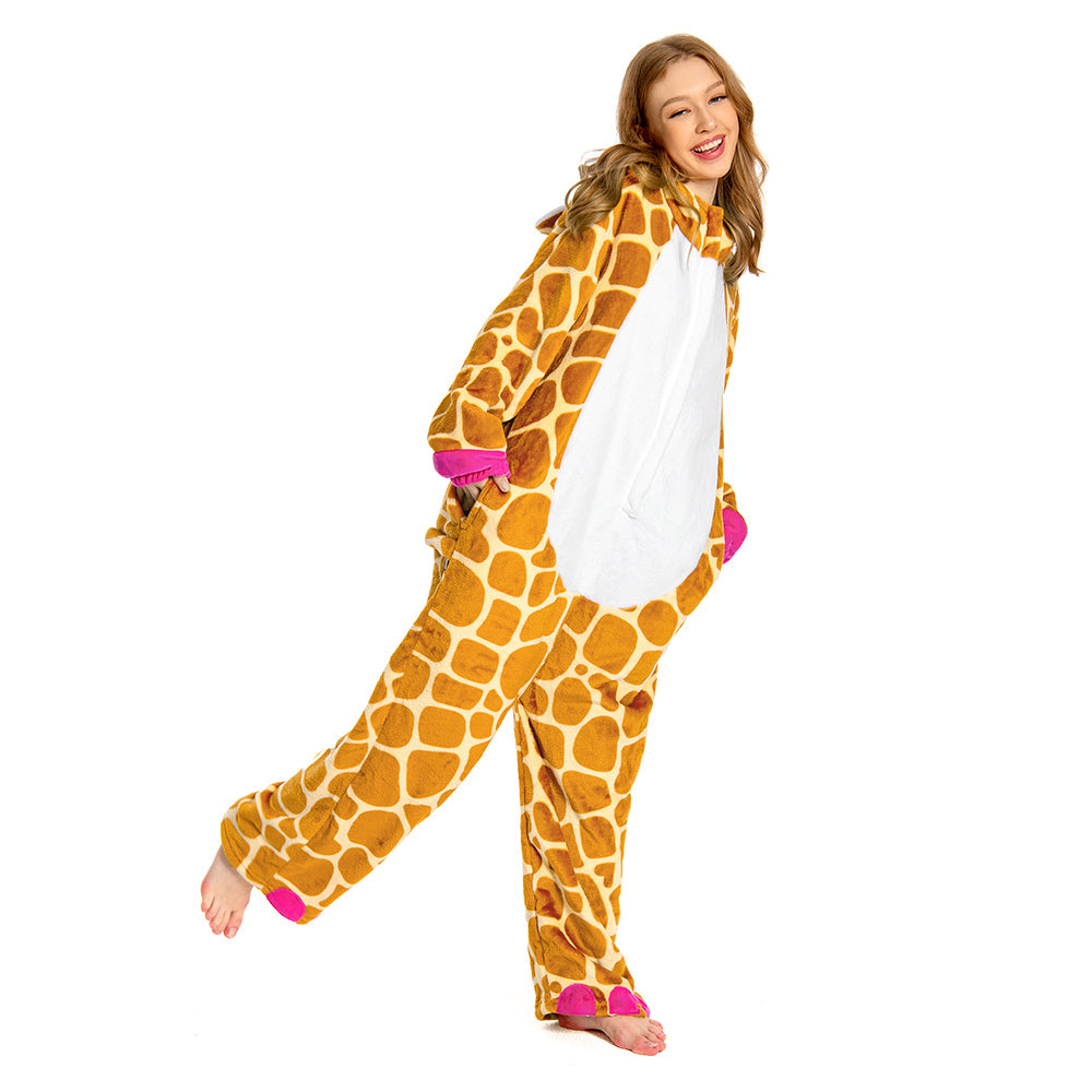 Erwachsene Unisex Giraffe Tierkostüm Schlafanzug einteiliger Pyjama